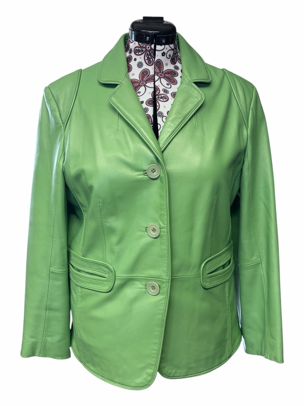 Vintage Bianca Nygard Green Tailored Leather Coat Blazer